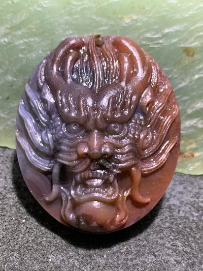 高玉化冰飘战国红玛瑙雕刻随形龙牌一个！ - 高玉化冰飘战国红玛瑙雕刻随形龙牌一个！