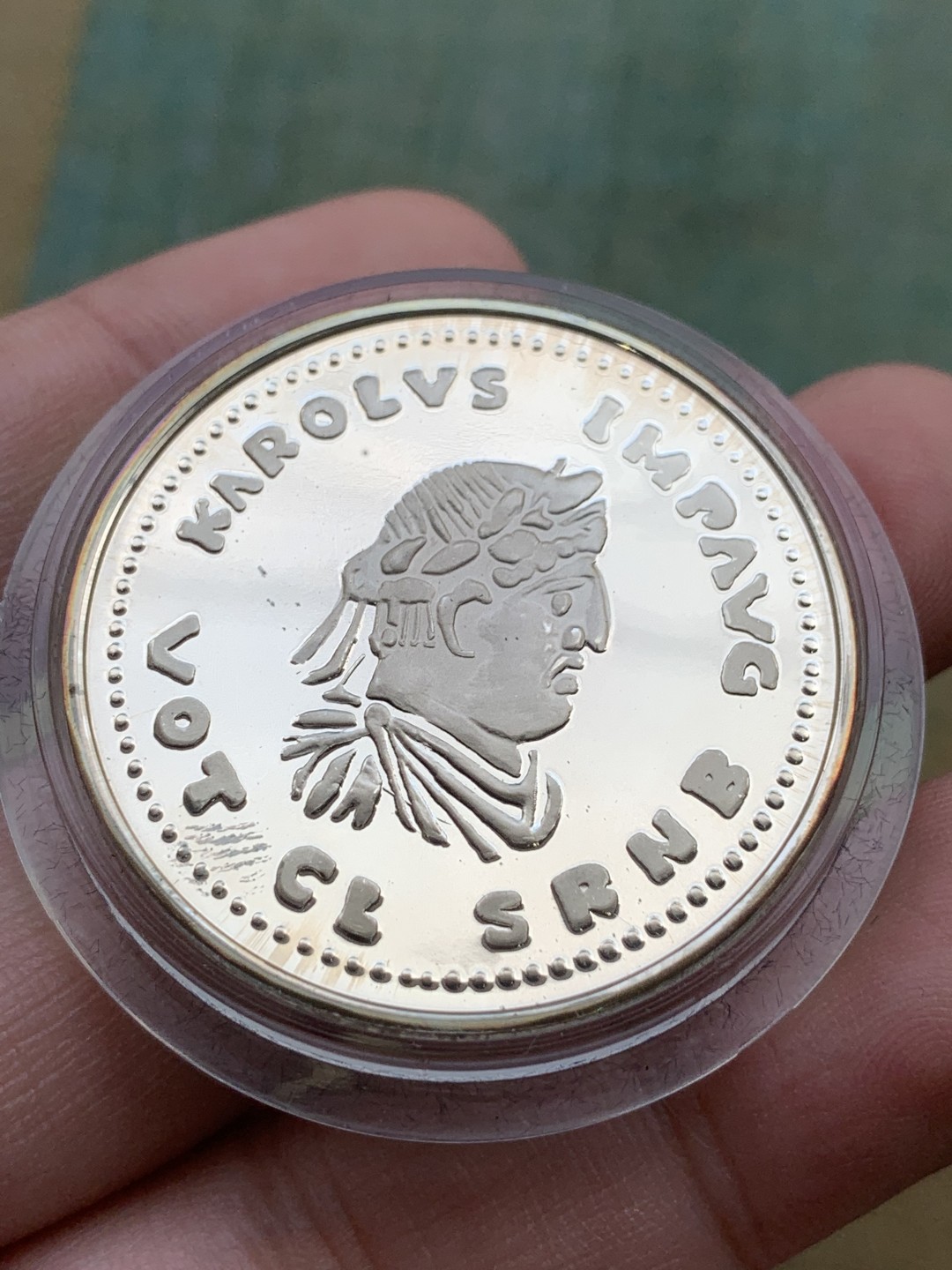 《竞宝斋》第97场-本周四 （满2件或者满200包顺丰） 蓝盒证书 比利时1991年 查理曼 5ECU 精制大银币