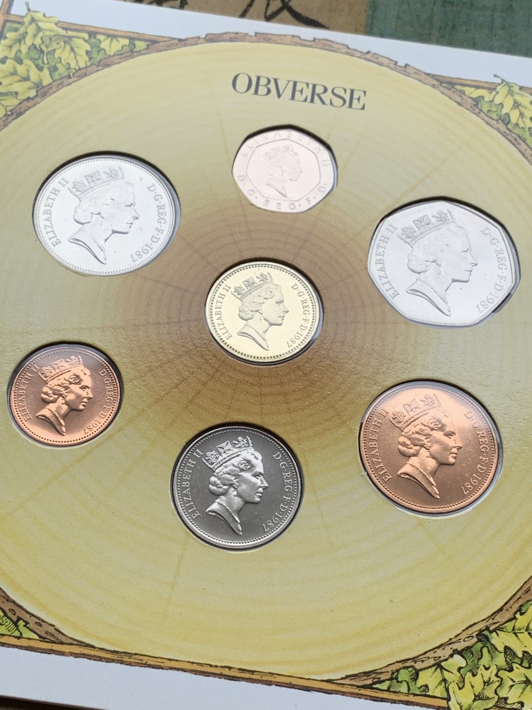 《竞宝斋》第97场-本周四 （满2件或者满200包顺丰） 英国 1987年 卡装套币七枚不同面值 