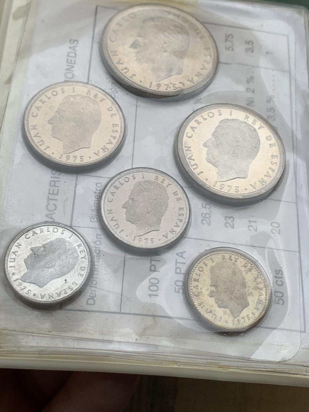 《竞宝斋》第97场-本周四 （满2件或者满200包顺丰） 钱包装 西班牙 1976年胡安卡洛斯一世 6枚套币 