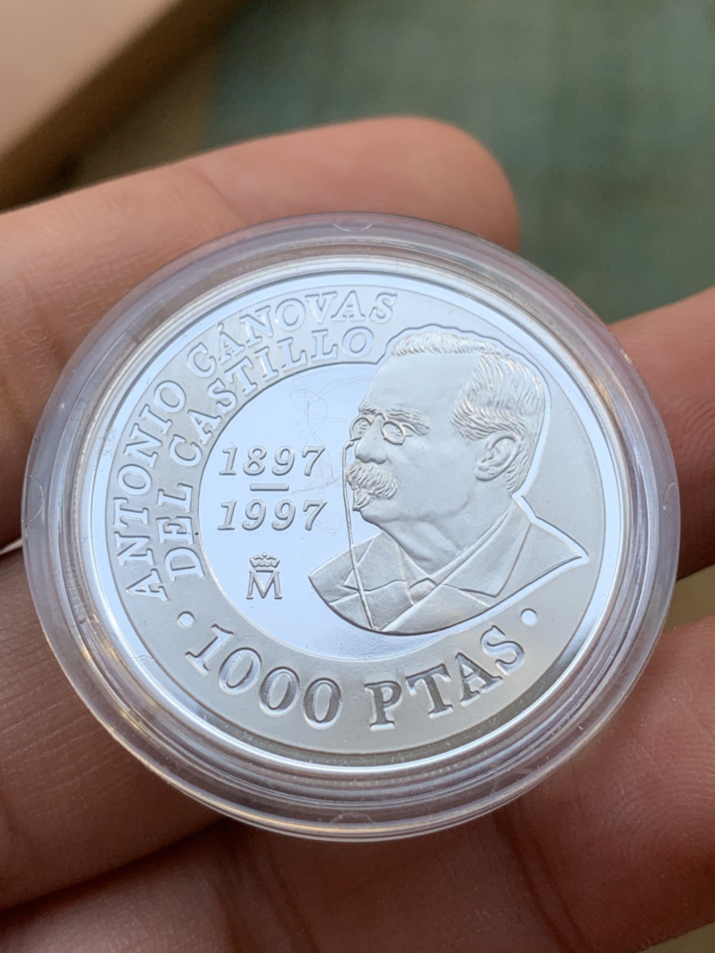 《竞宝斋》第97场-本周四 （满2件或者满200包顺丰） 原盒证书 西班牙1997年安东尼奥百年诞辰纪念 1000比塞塔精制银币