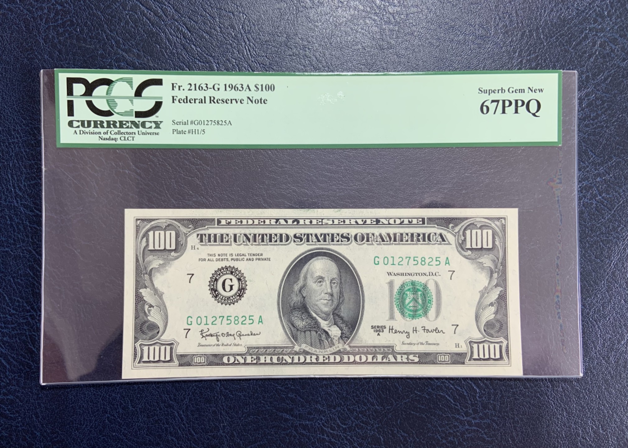 收藏联盟Quantum Auction 第193期拍卖(已更新) 美国1963年联邦储备券100美元 PCGS67