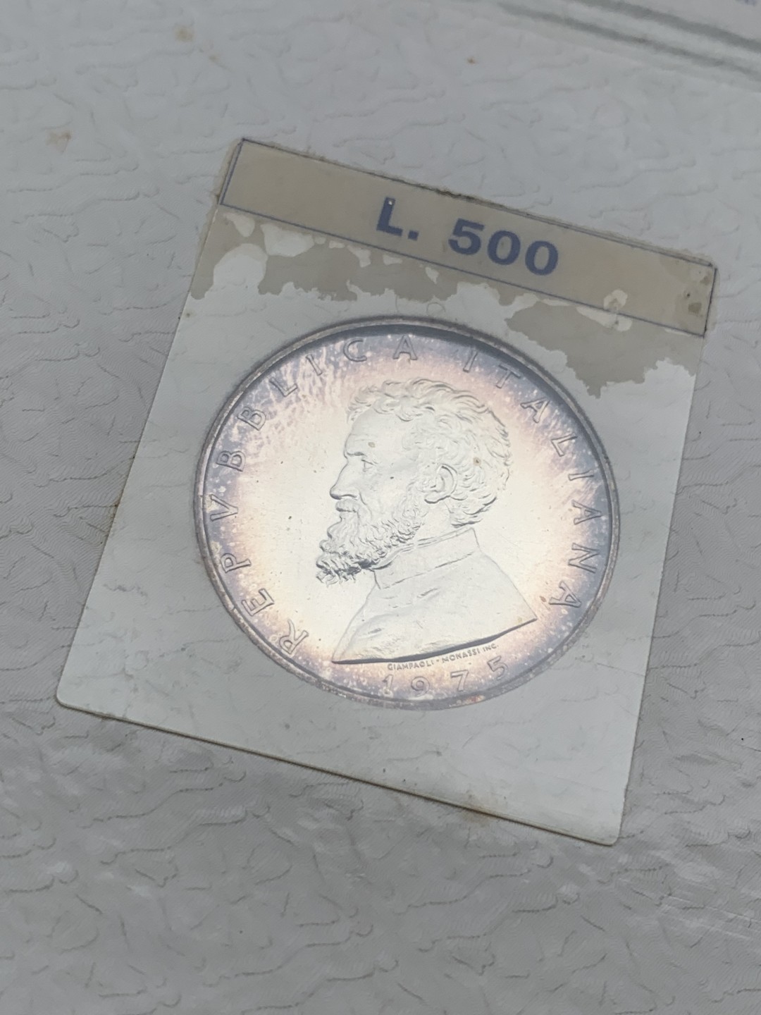 《竞宝斋》第97场-本周四 （满2件或者满200包顺丰） 卡装 意大利 1975年 米开朗基罗纪念 500里拉银币