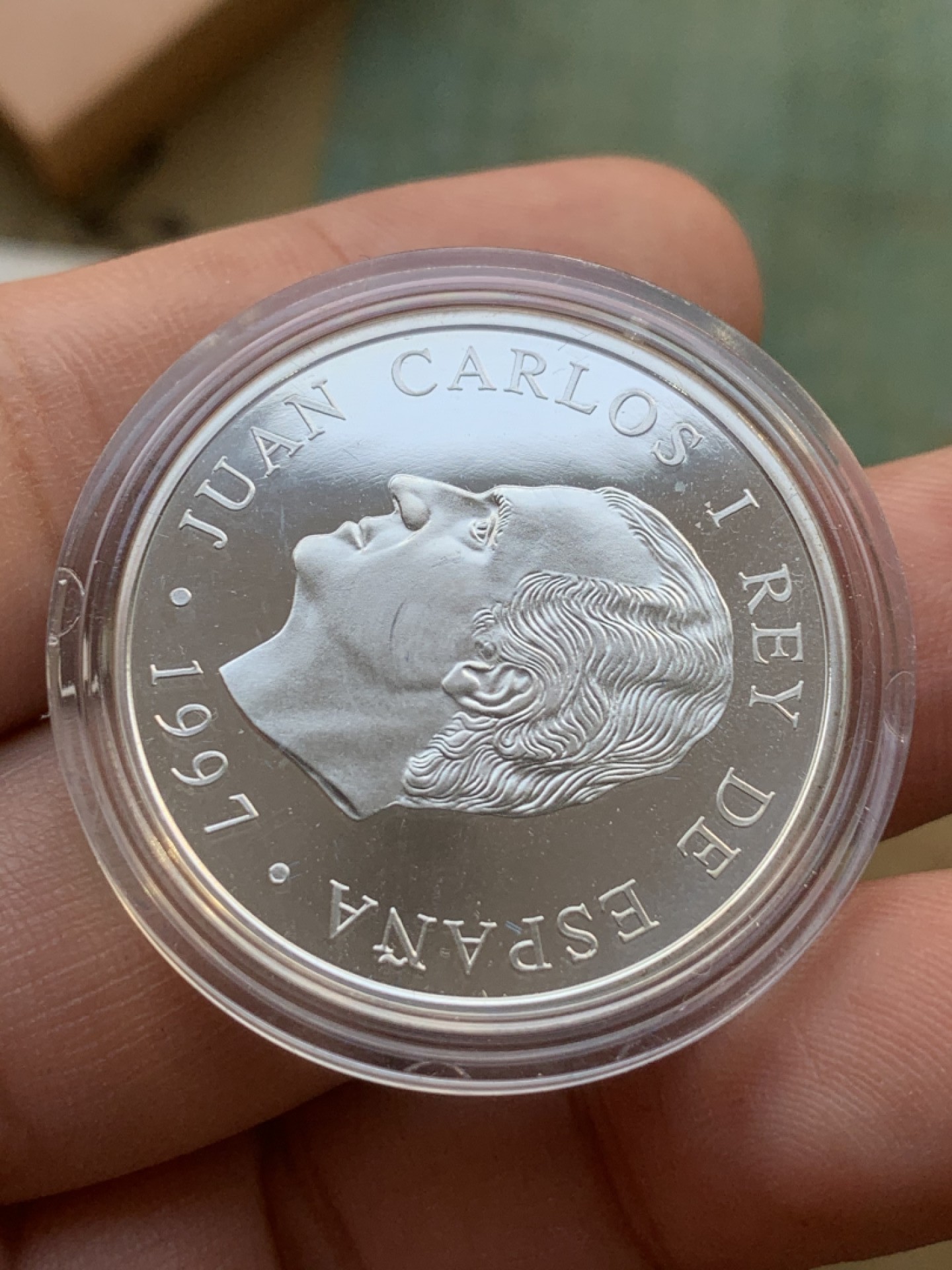 《竞宝斋》第97场-本周四 （满2件或者满200包顺丰） 原盒证书 西班牙1997年安东尼奥百年诞辰纪念 1000比塞塔精制银币