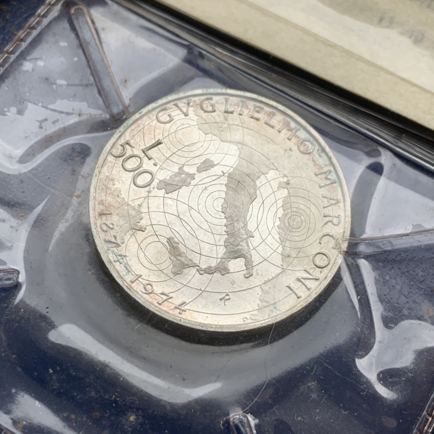 《竞宝斋》第97场-本周四 （满2件或者满200包顺丰） 钱包封装 意大利1974年 地图 500里拉银币