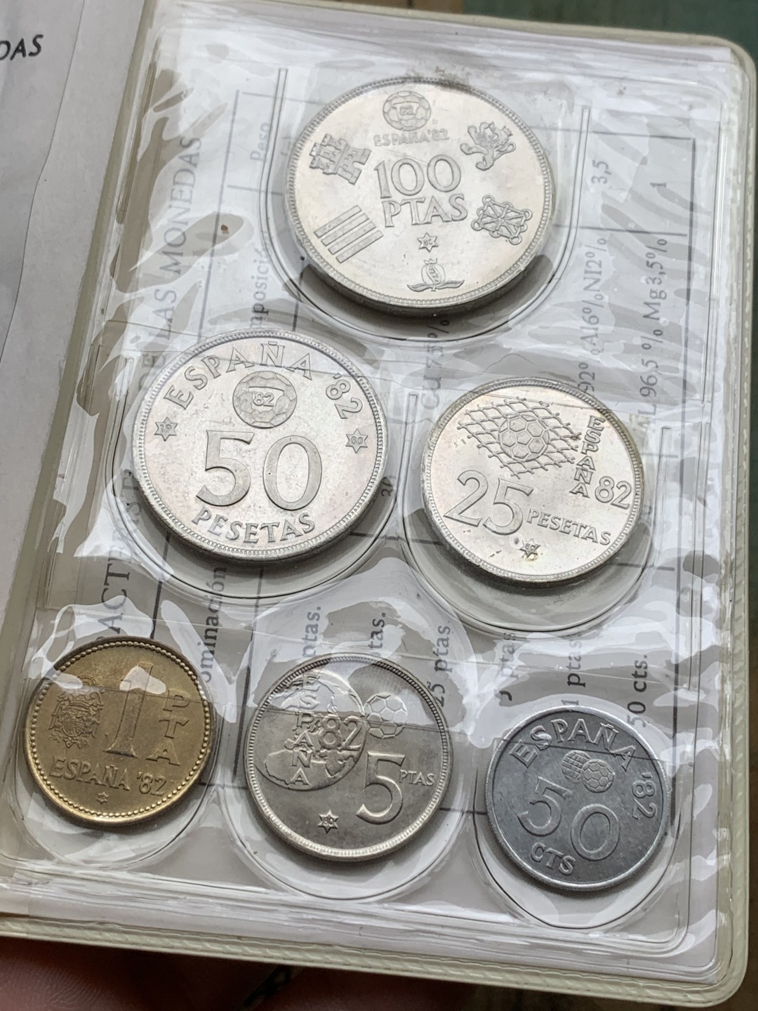 《竞宝斋》第97场-本周四 （满2件或者满200包顺丰） 西班牙 1980年 纪念82世界杯 六枚装 不同面值卡洛斯一世套币