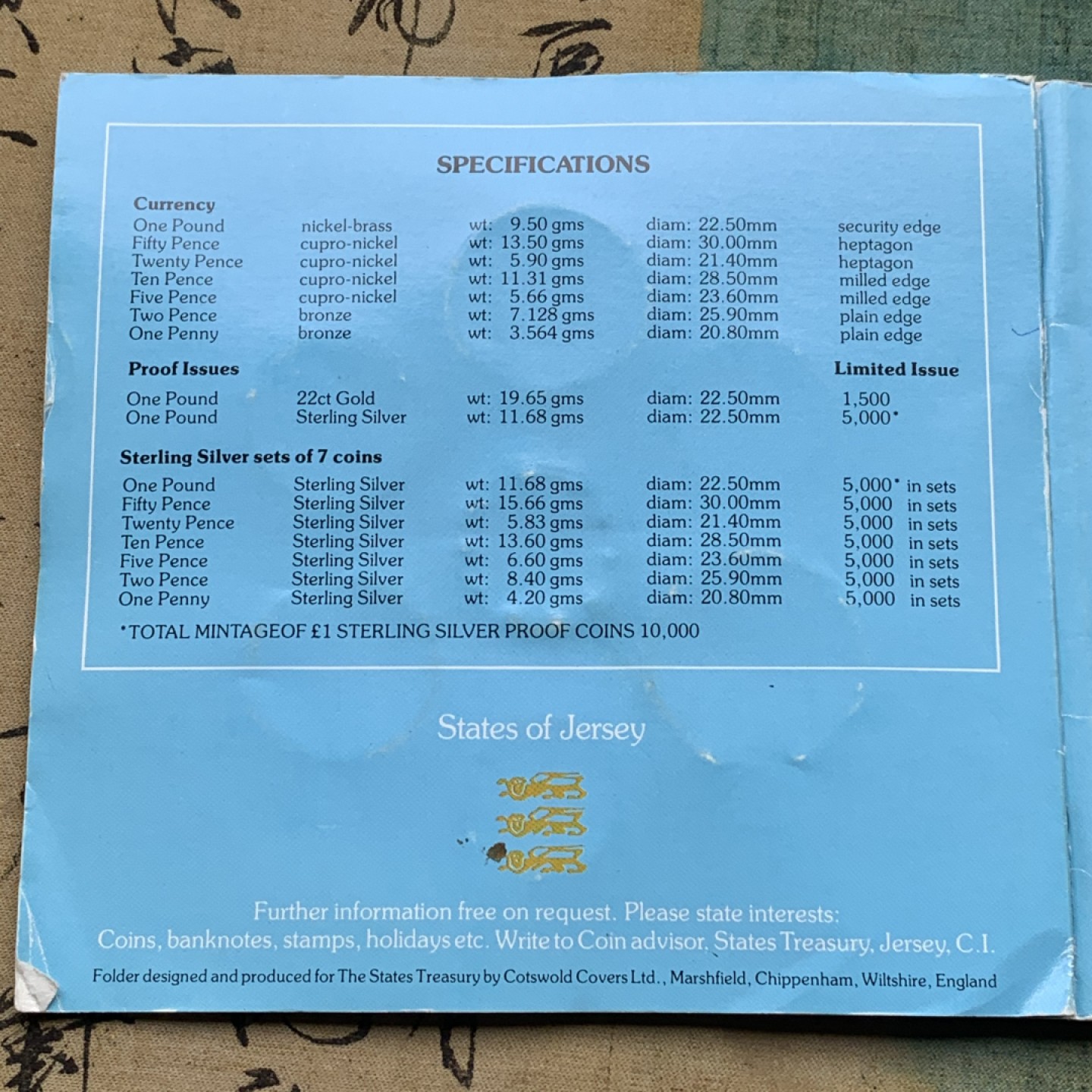 《竞宝斋》第97场-本周四 （满2件或者满200包顺丰） 英属杰西岛 1983年 七枚不同面值 最大的是一镑 封装套币