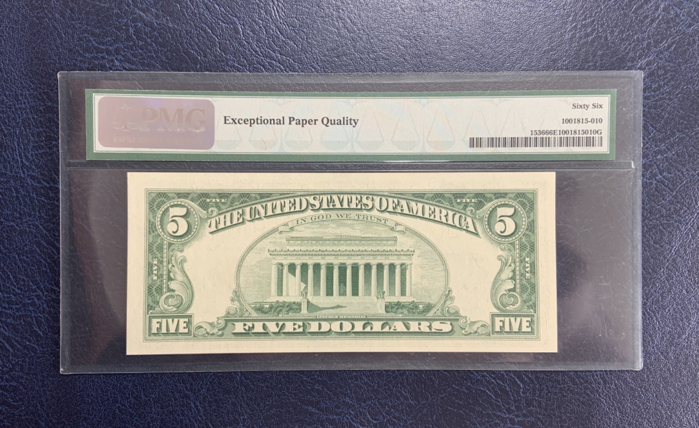 收藏联盟Quantum Auction 第193期拍卖(已更新) 美国1963年联邦储备券5美元 PMG66 红库印 双A冠