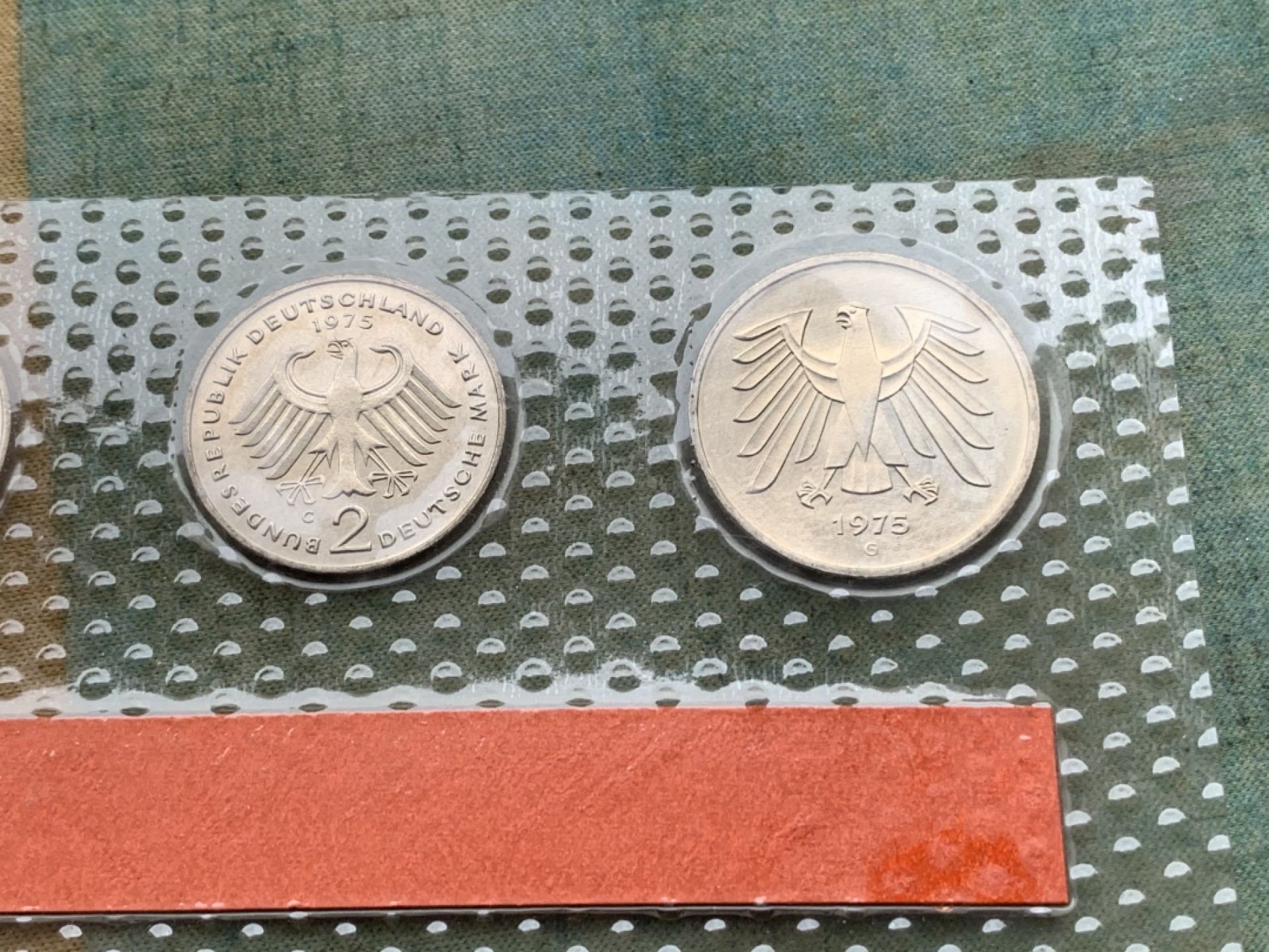 《竞宝斋》第97场-本周四 （满2件或者满200包顺丰） 封装 德国1975-G年  九枚套 1芬尼到5马克不同面值套币