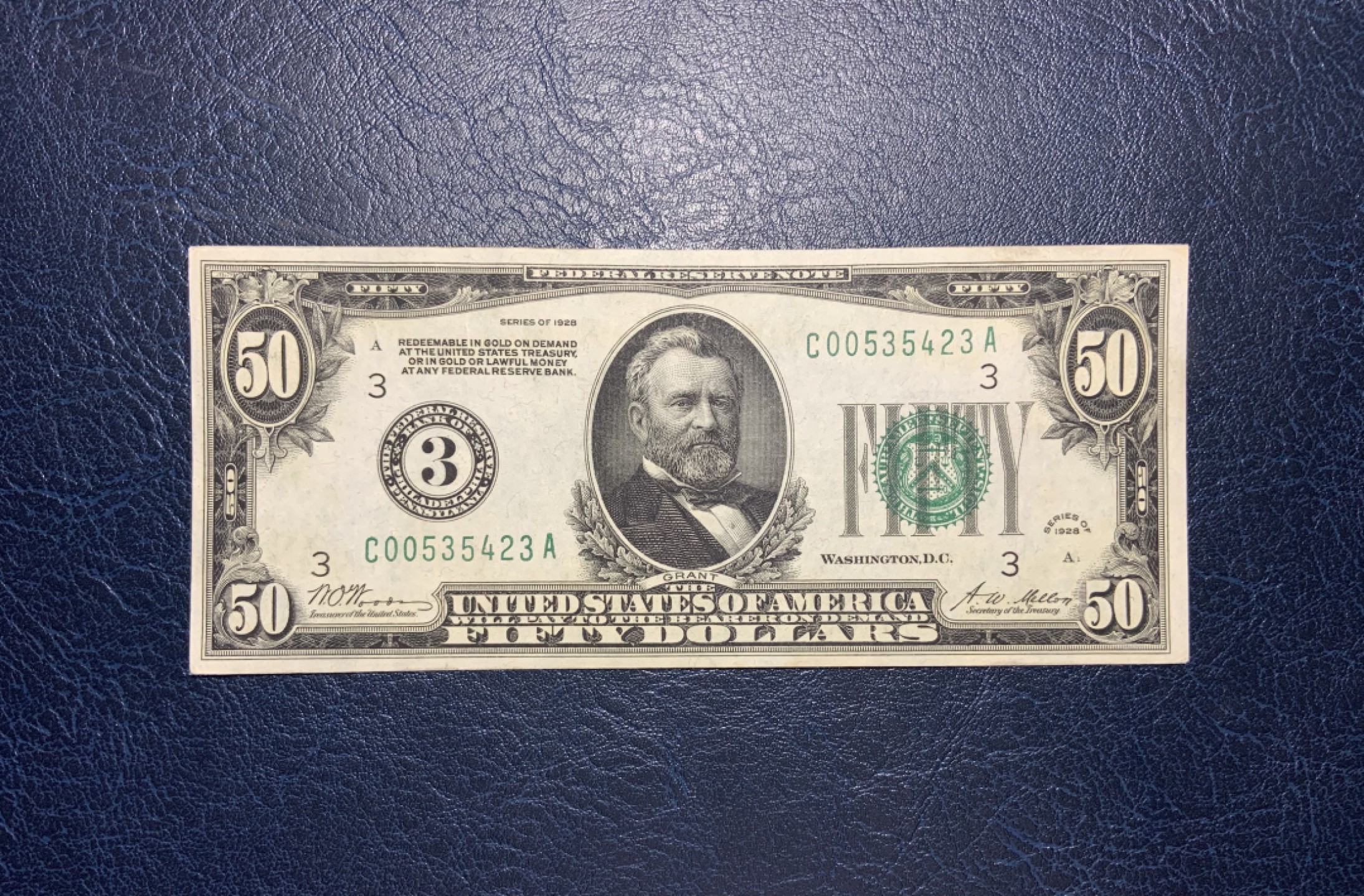 收藏联盟Quantum Auction 第193期拍卖(已更新) 美国1928年联邦储备券数字冠50美元 品相UNC-