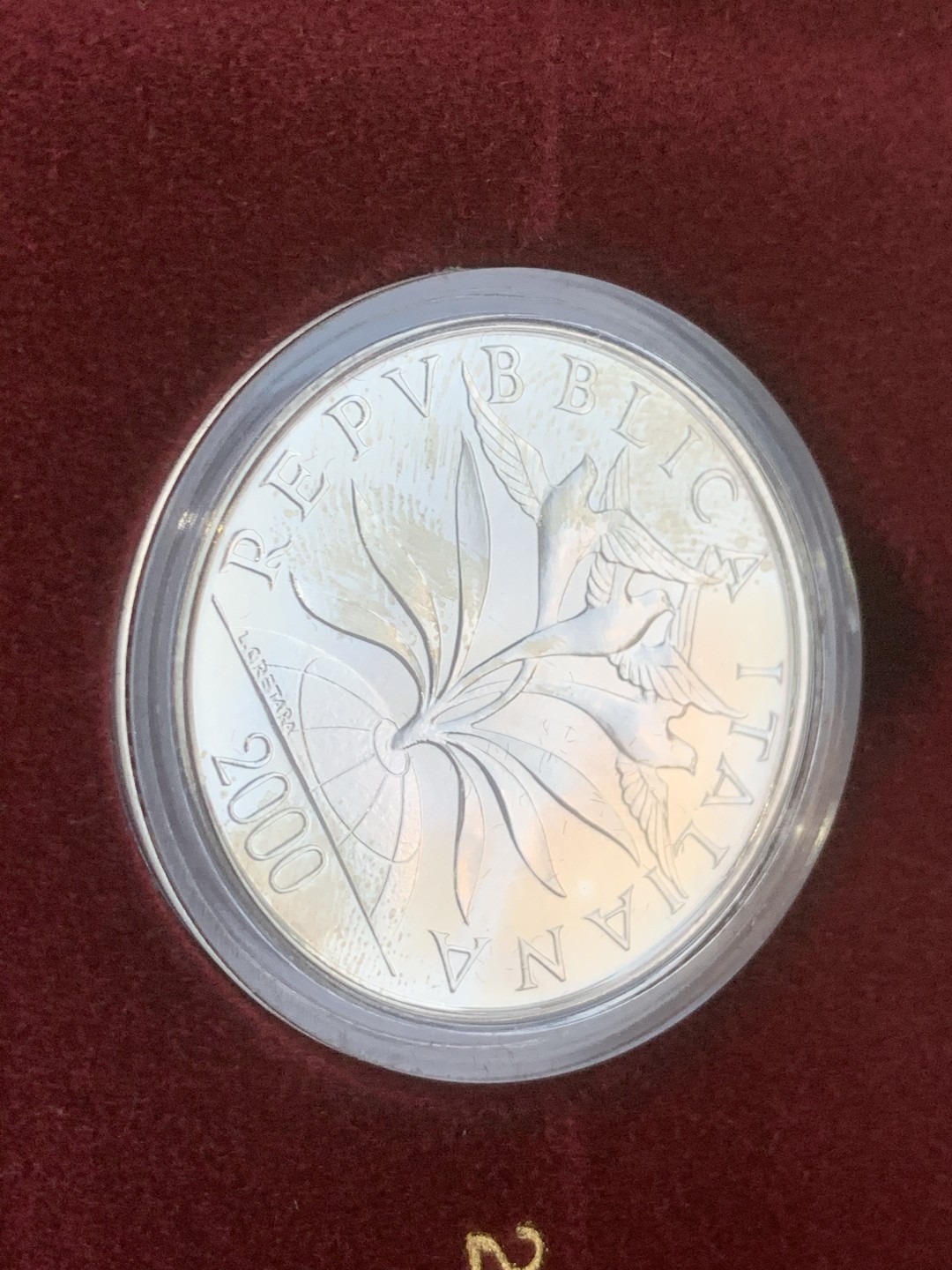 《竞宝斋》第97场-本周四 （满2件或者满200包顺丰） 	原盒证书 意大利1998-2000年 千禧年六枚装 2000/5000/10000里拉 银币 