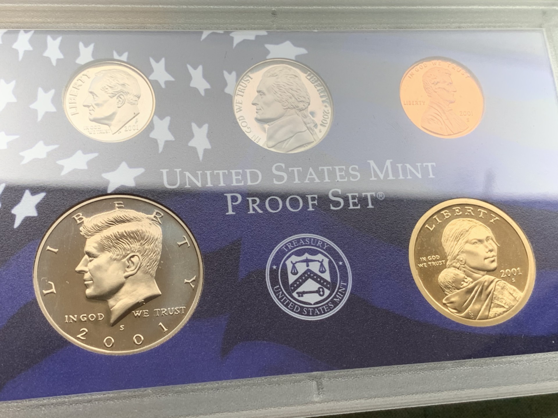 《竞宝斋》第97场-本周四 （满2件或者满200包顺丰） PROOF封装美国2001-S年 两版共十枚装 精制套币 带证书 完美状态