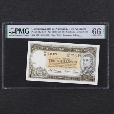 【亘邦集藏】131期拍卖 - 1961-65年 澳大利亚10shiillings PMG 66EPQ 381124