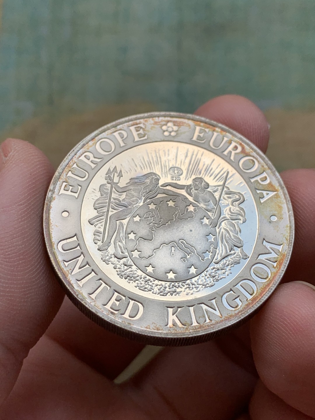 《竞宝斋》第97场-本周四 （满2件或者满200包顺丰） 蓝盒 英国1992年 25ECU加厚PIEFORT 精制大银币 46克