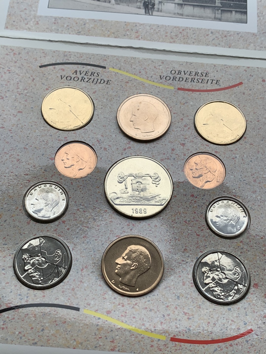 《竞宝斋》第97场-本周四 （满2件或者满200包顺丰） 卡装 比利时1989年 11枚封装套币 不同面值