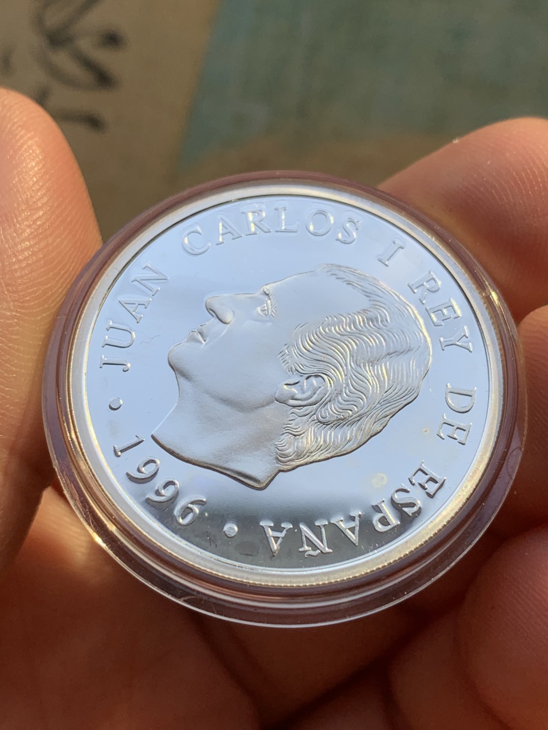 《竞宝斋》第97场-本周四 （满2件或者满200包顺丰） 原盒证书 西班牙1996年游泳 1000比塞塔 精制银币