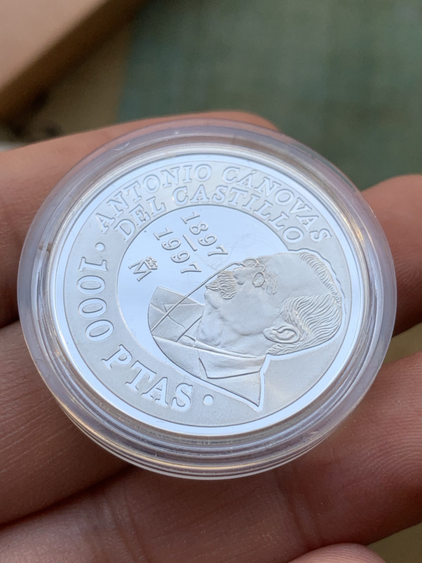 《竞宝斋》第97场-本周四 （满2件或者满200包顺丰） 原盒证书 西班牙1997年安东尼奥百年诞辰纪念 1000比塞塔精制银币