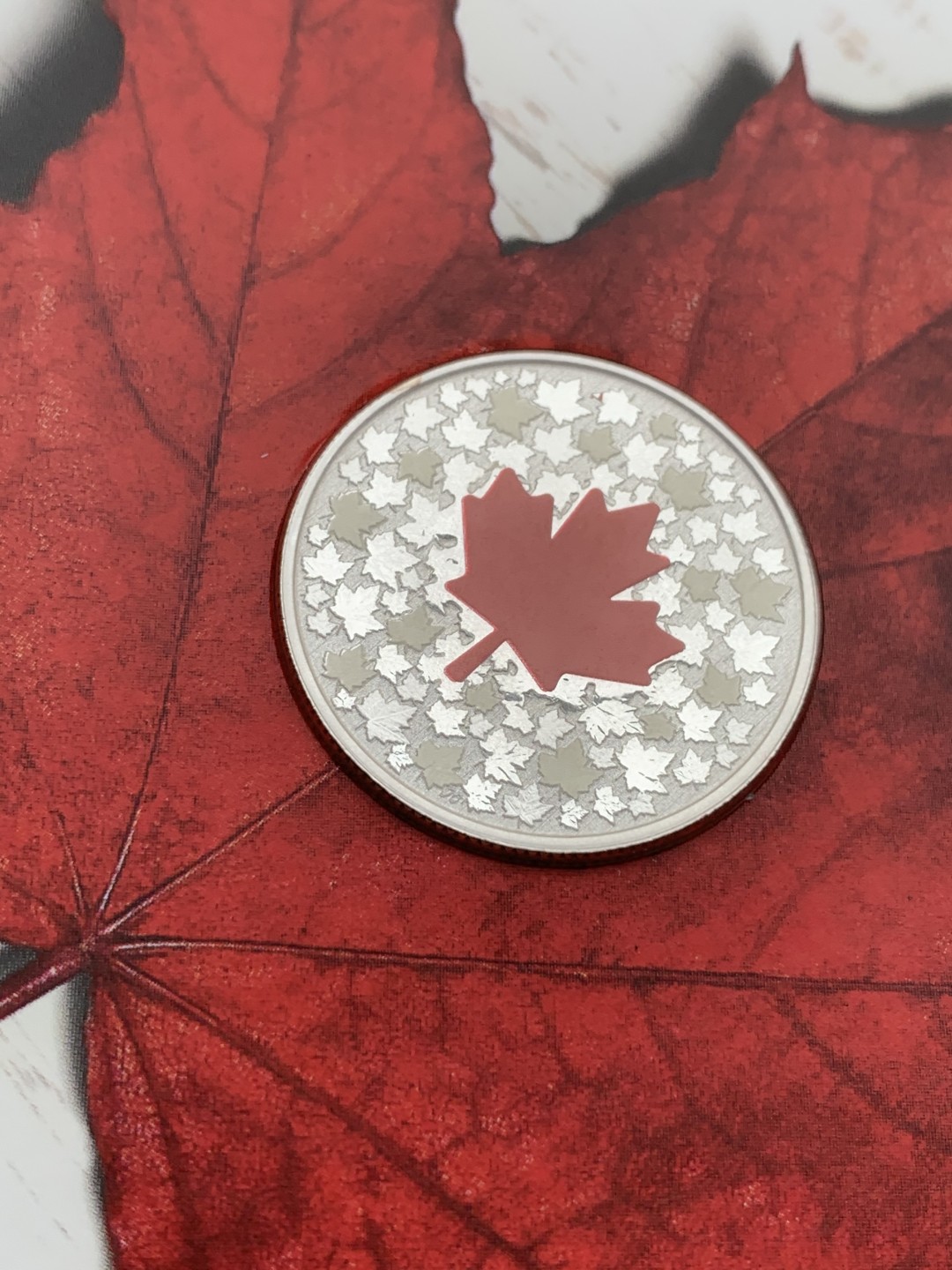 《竞宝斋》第97场-本周四 （满2件或者满200包顺丰） 礼品装 加拿大2018年 大红枫叶彩色银币 8克 999纯银