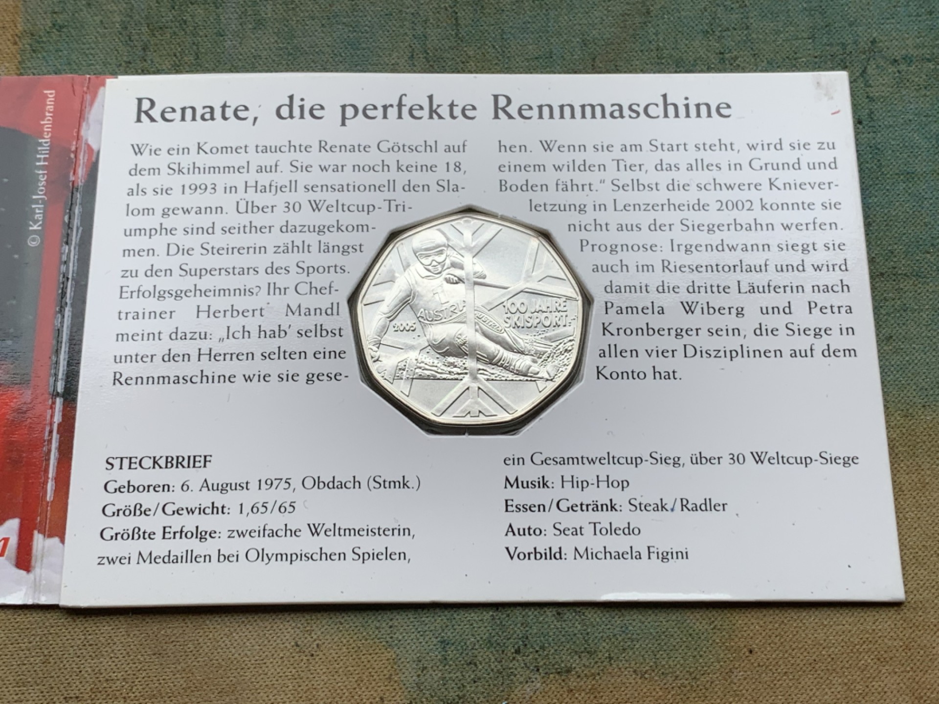 《竞宝斋》第97场-本周四 （满2件或者满200包顺丰） 官方卡装 奥地利2005年 滑雪运动百年纪念 5欧元银币 8克