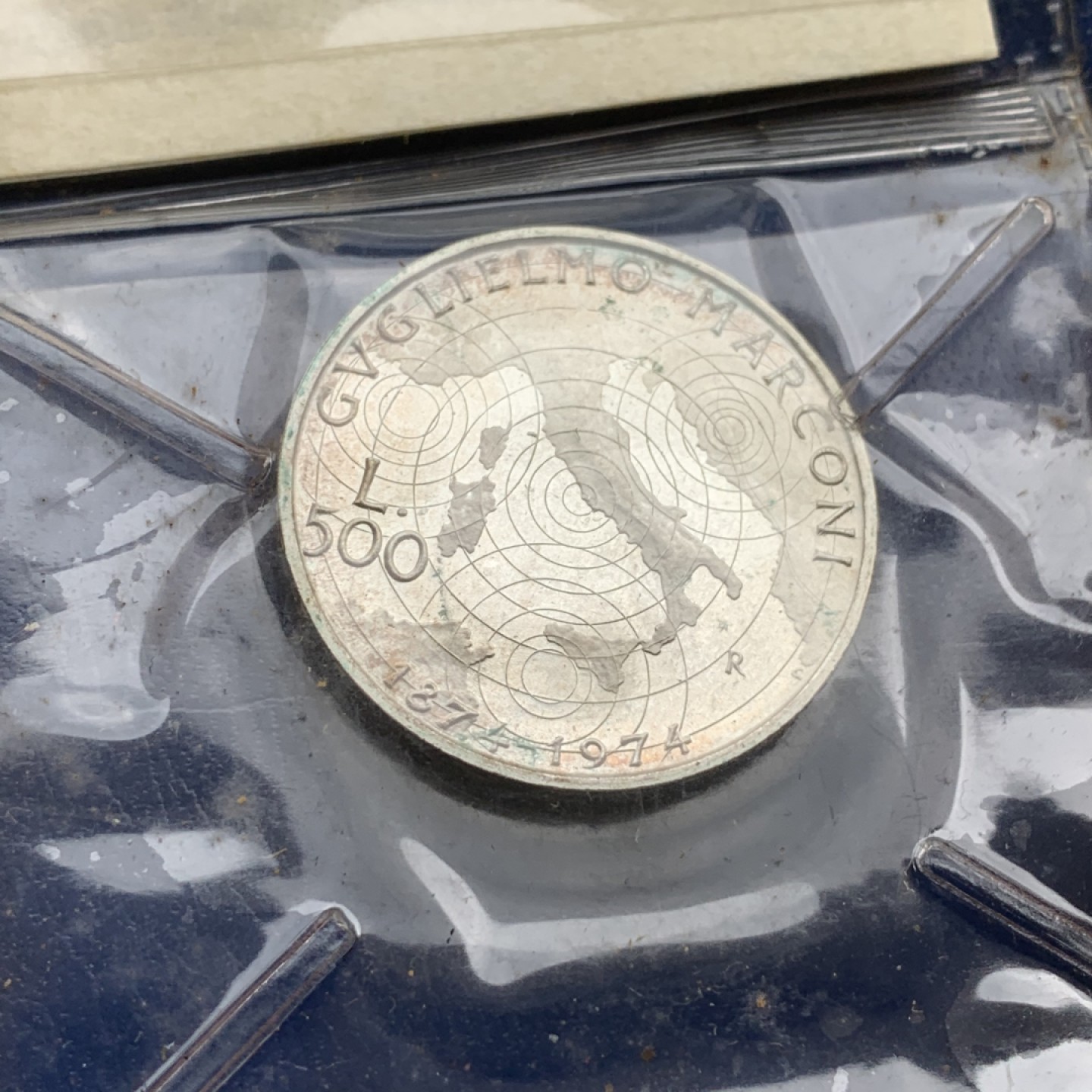 《竞宝斋》第97场-本周四 （满2件或者满200包顺丰） 钱包封装 意大利1974年 地图 500里拉银币