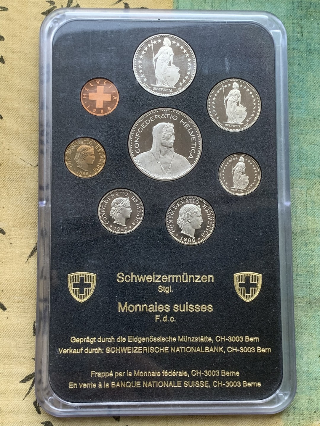《竞宝斋》第97场-本周四 （满2件或者满200包顺丰） 封装 瑞士1988年 八枚套 PROOF精制套币 少见
