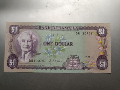 【专场20220922】雨林秘境——拉丁美洲纸币专场 - 【拍品001】牙买加1990年1元全新UNC