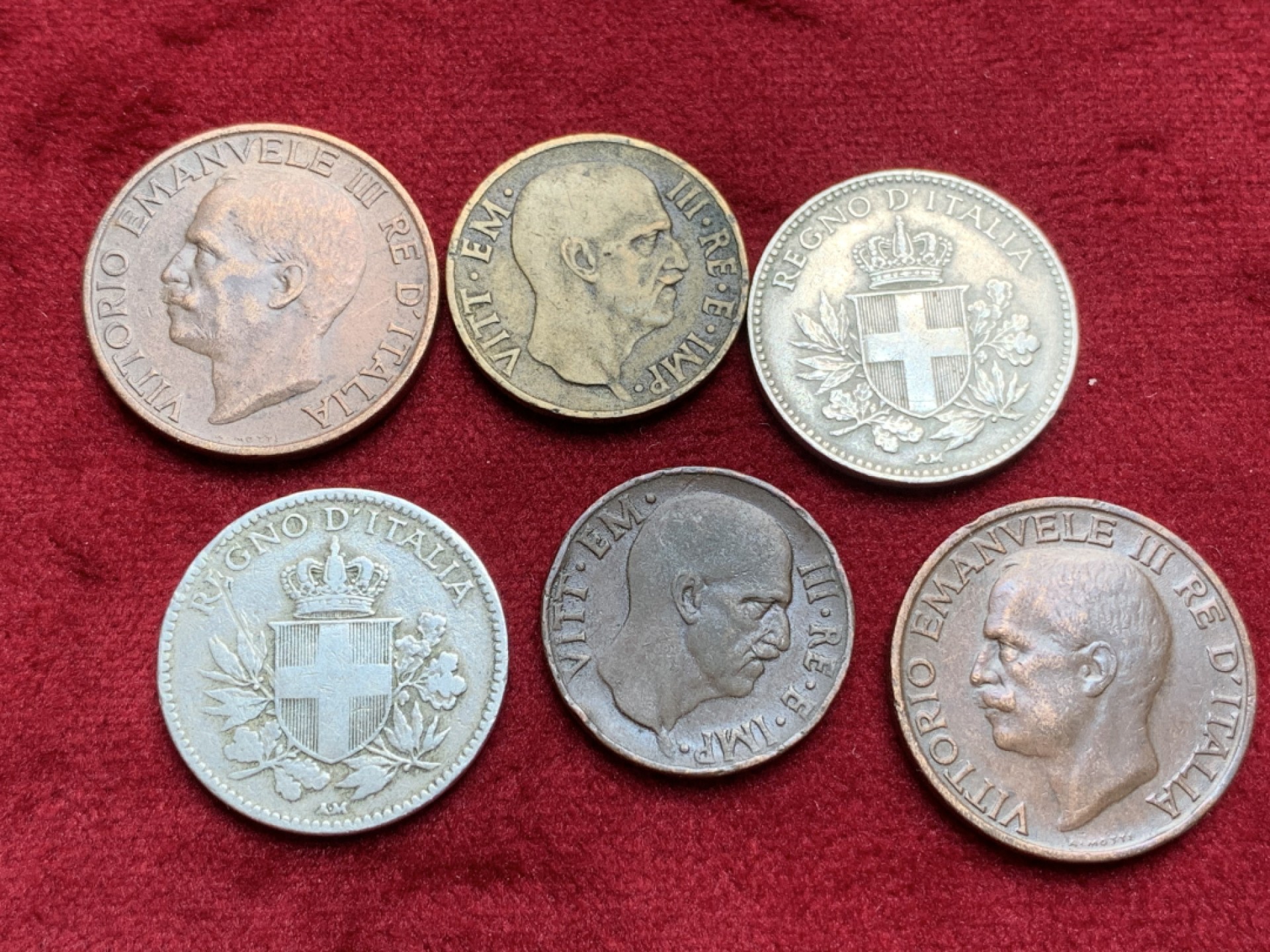 《竞宝斋》第97场-本周四 （满2件或者满200包顺丰） 6枚一起 意大利 20分2枚 +2枚 5分铜币+蜜蜂10分铜币2枚