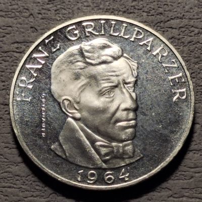 0起1加-纯粹捡漏拍-120场国庆散币场 - 奥地利1964年25先令诗人弗朗茨·格里尔帕泽精制纪念银币