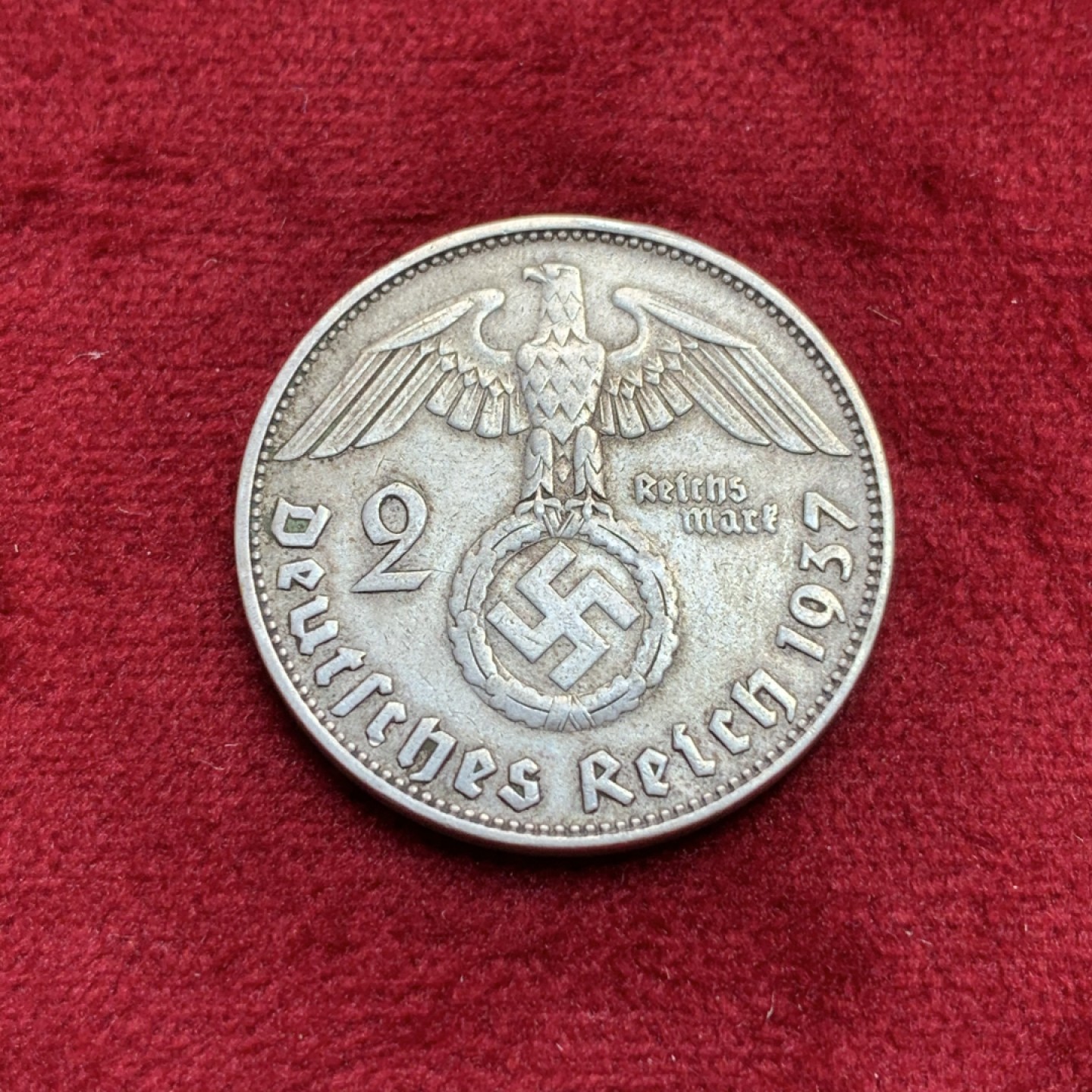 《竞宝斋》第97场-本周四 （满2件或者满200包顺丰） 德国 1937年 兴登堡 2马克 银币