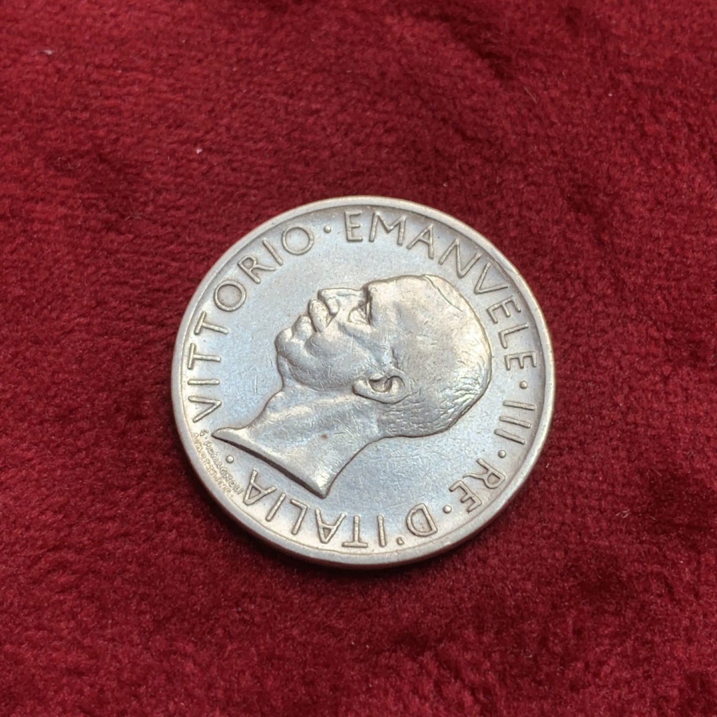 《竞宝斋》第97场-本周四 （满2件或者满200包顺丰） 意大利 艾曼纽尔三世 1929年  5里拉 小银币