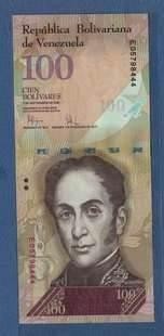 委内瑞拉2009年100玻利瓦尔 豹子号444 美洲纸币 实物图 UNC  - 委内瑞拉2009年100玻利瓦尔 豹子号444 美洲纸币 实物图 UNC 