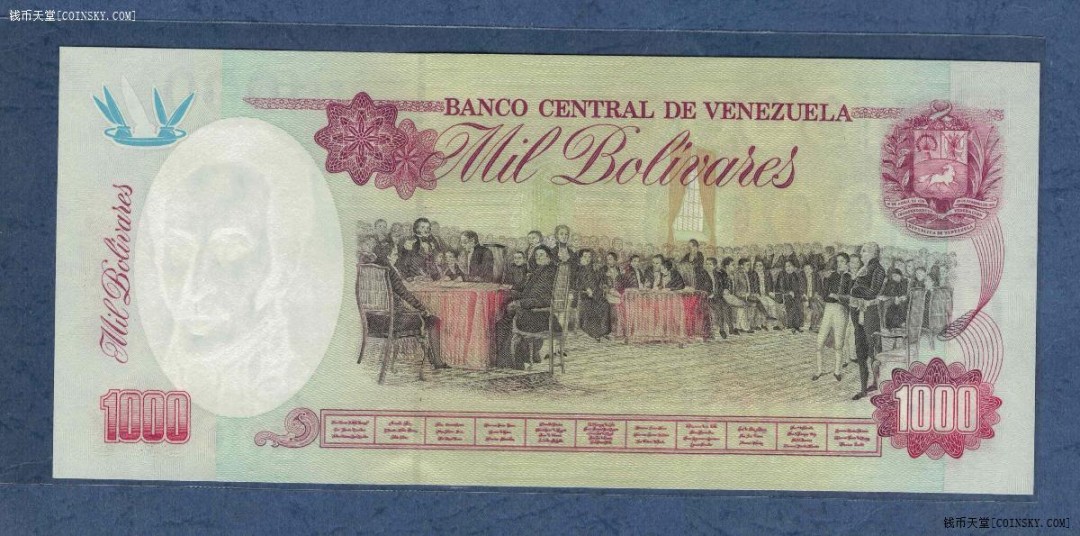 委内瑞拉1998年1000玻利瓦 美洲纸币 实物图 UNC