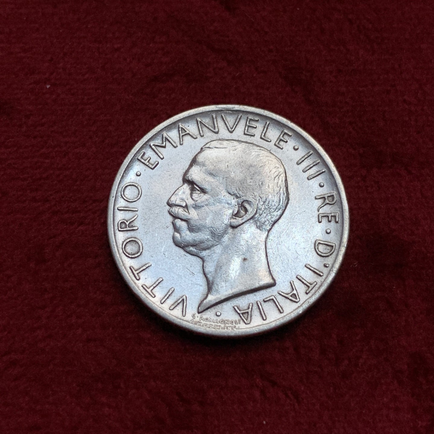 《竞宝斋》第97场-本周四 （满2件或者满200包顺丰） 意大利 艾曼纽尔三世 1929年  5里拉 小银币