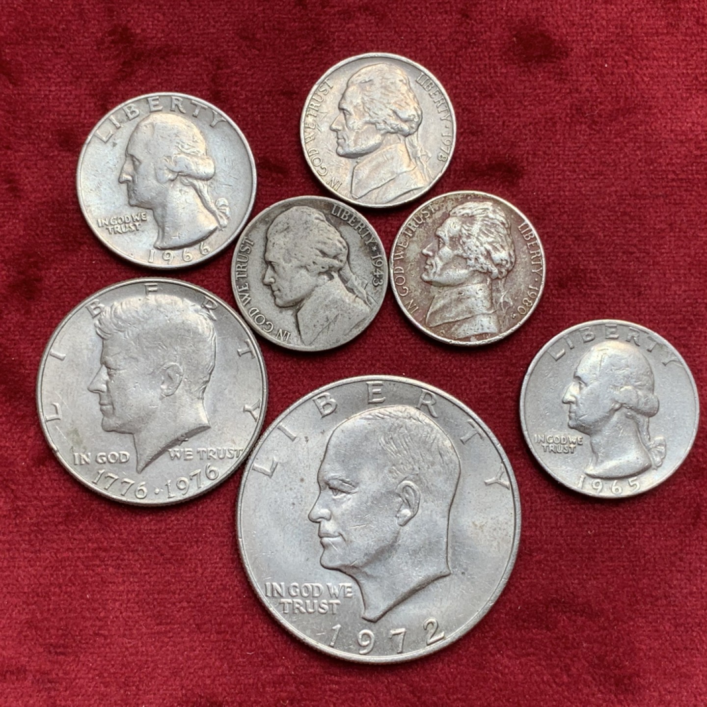 《竞宝斋》第97场-本周四 （满2件或者满200包顺丰） 美国 散币 7枚一组  见图