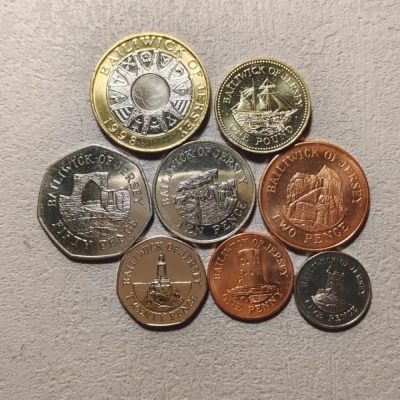 0起1加-纯粹捡漏拍-120场国庆散币场 - 泽西1998-2012年8枚套币一组-含1镑2镑少见高值币