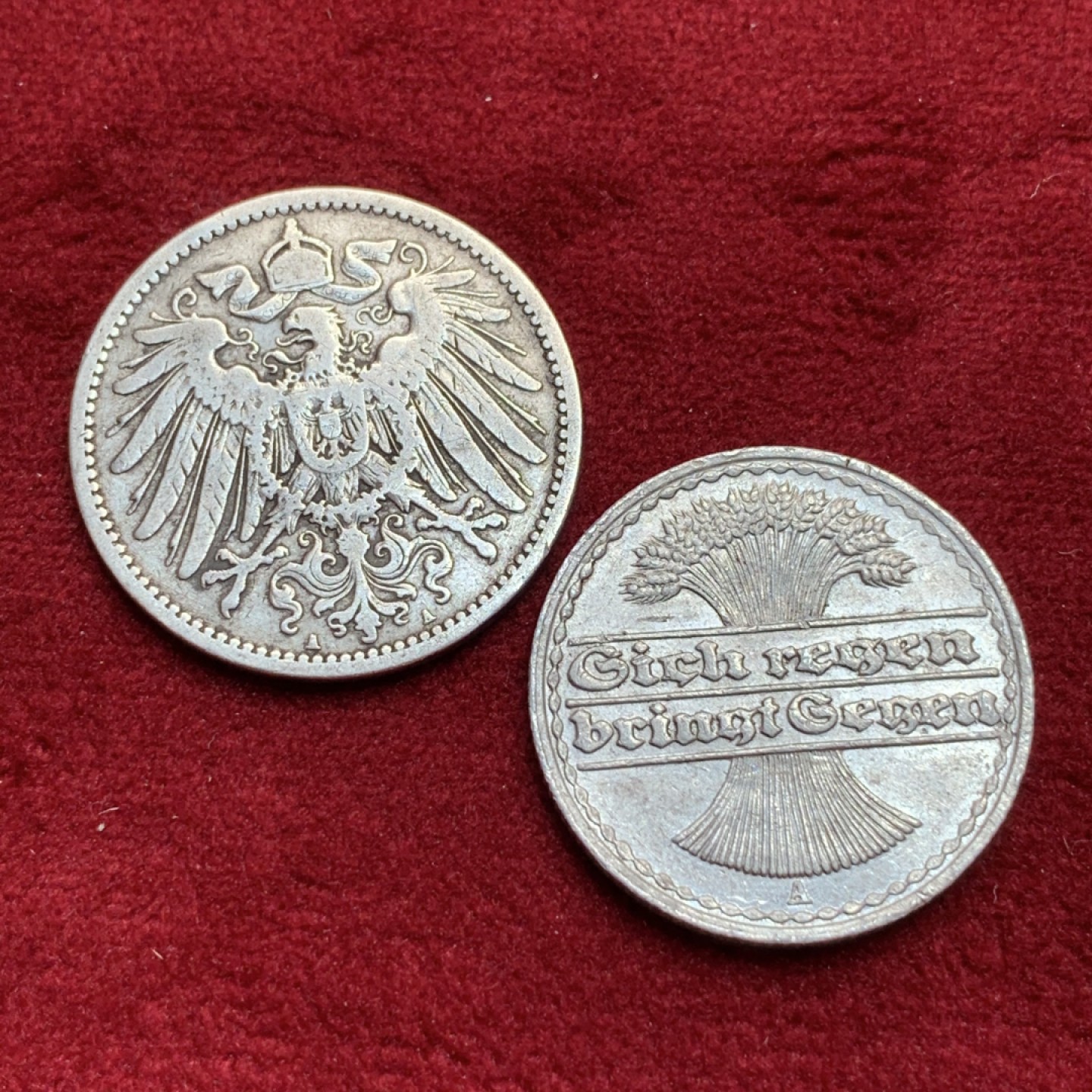 《竞宝斋》第97场-本周四 （满2件或者满200包顺丰） 2枚一起 德国1893 1马克银币  1920年50芬妮铝币