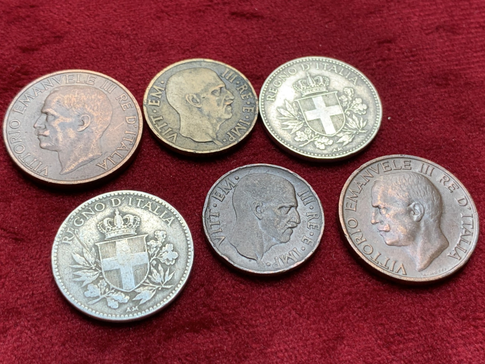 《竞宝斋》第97场-本周四 （满2件或者满200包顺丰） 6枚一起 意大利 20分2枚 +2枚 5分铜币+蜜蜂10分铜币2枚