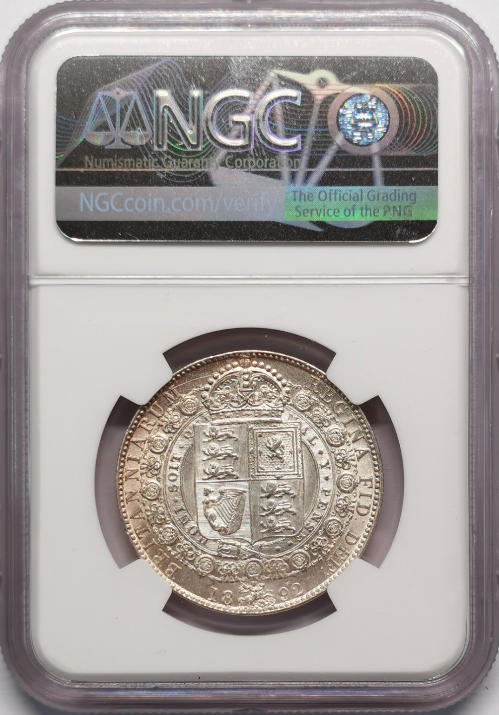 凡希社世界钱币微拍第二百十三期 1892英国高冠1/2克朗银币NGC-MS62