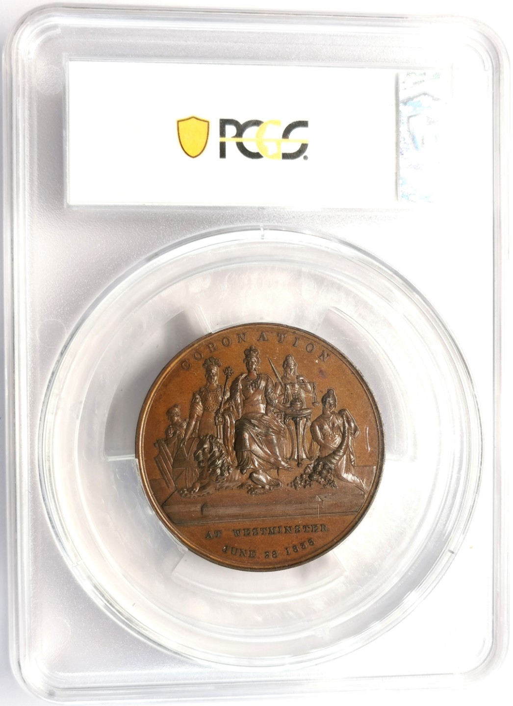 凡希社世界钱币微拍第二百十三期 荐！1838英国维多利亚加冕纪念大铜章PCGS-SP64 J.Davis作品 51mm