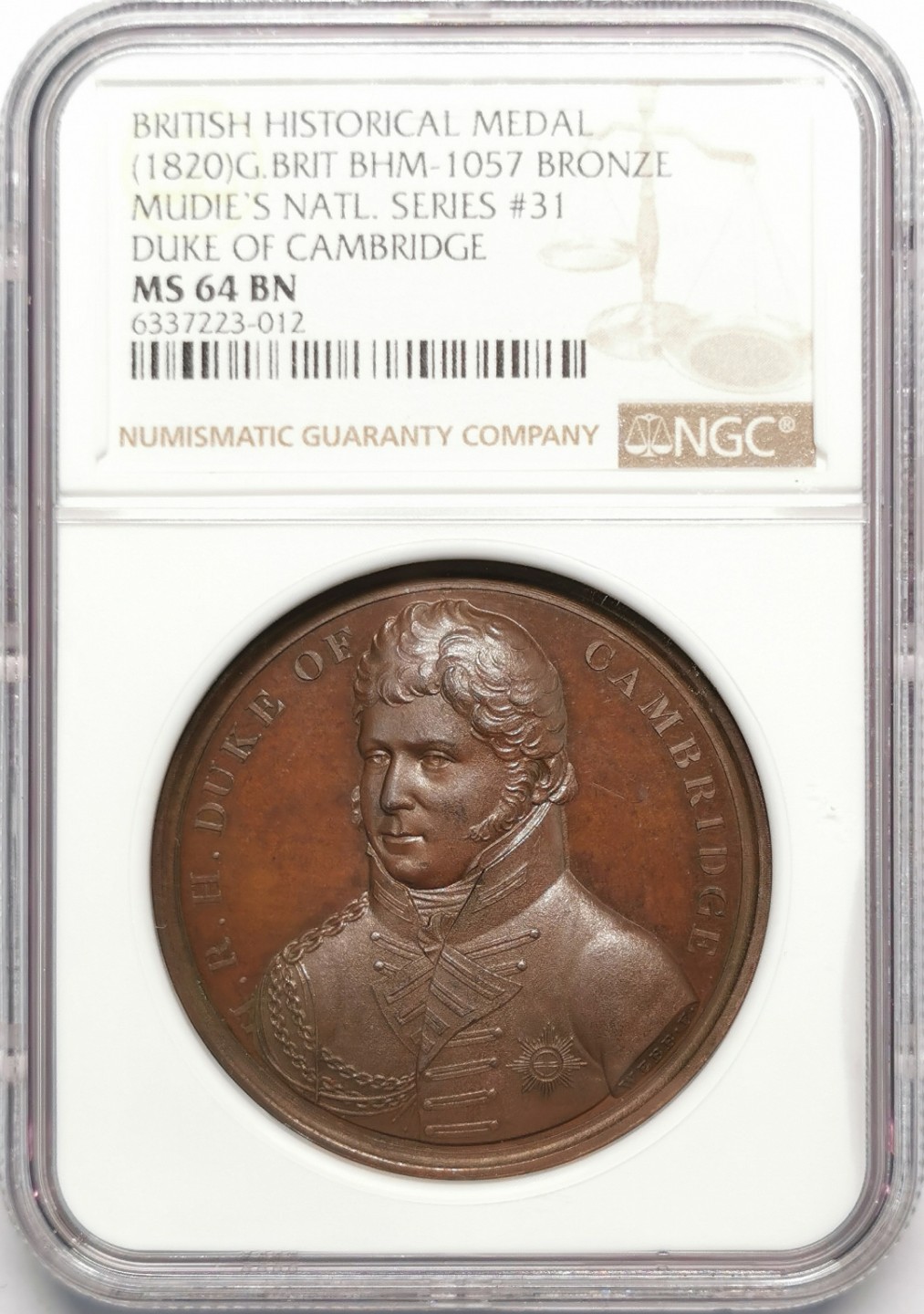 凡希社世界钱币微拍第二百十三期 1814英军重返汉诺威纪念铜章NGC-MS64