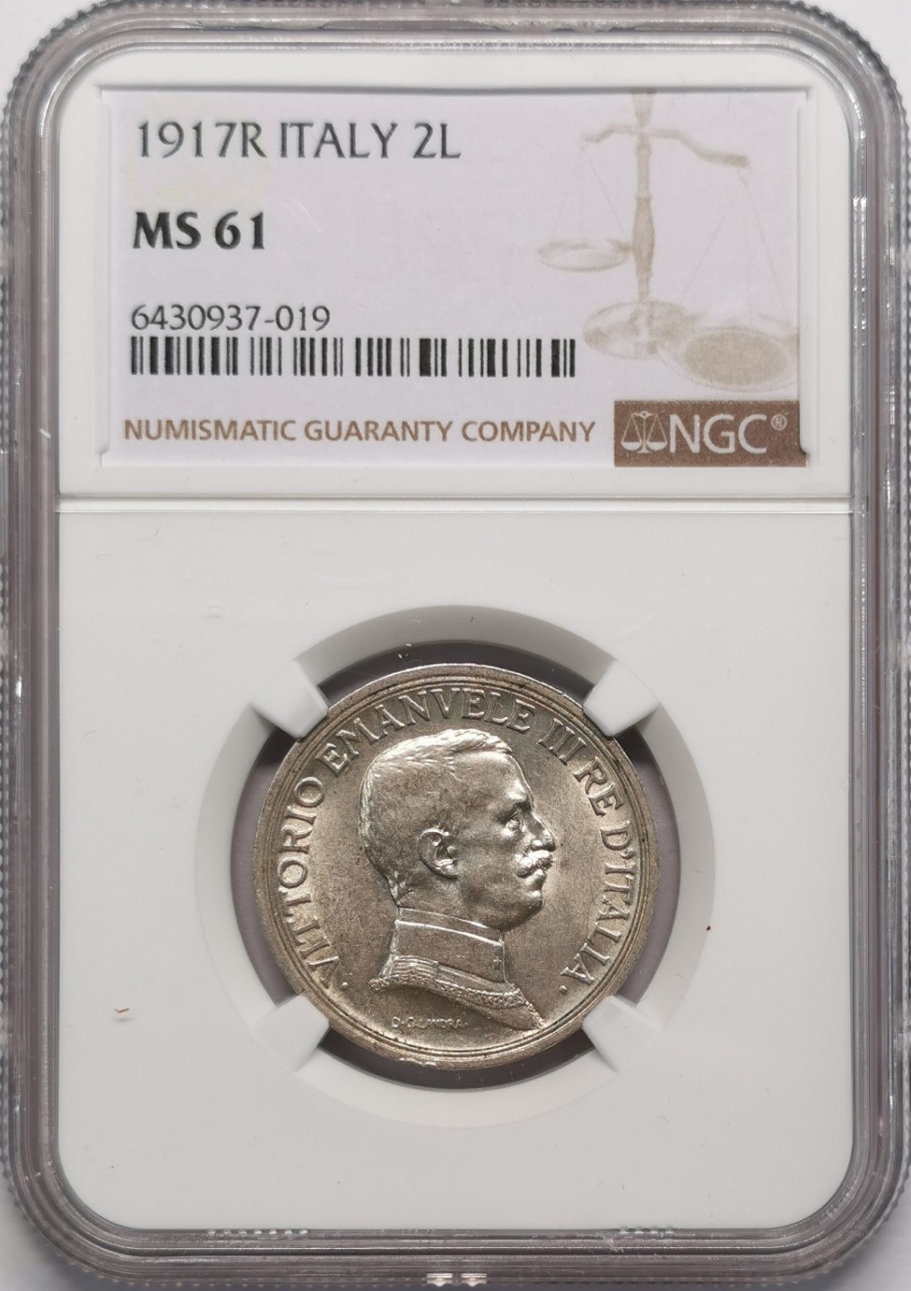 凡希社世界钱币微拍第二百十三期 1917意大利战车2里拉银币NGC-MS61