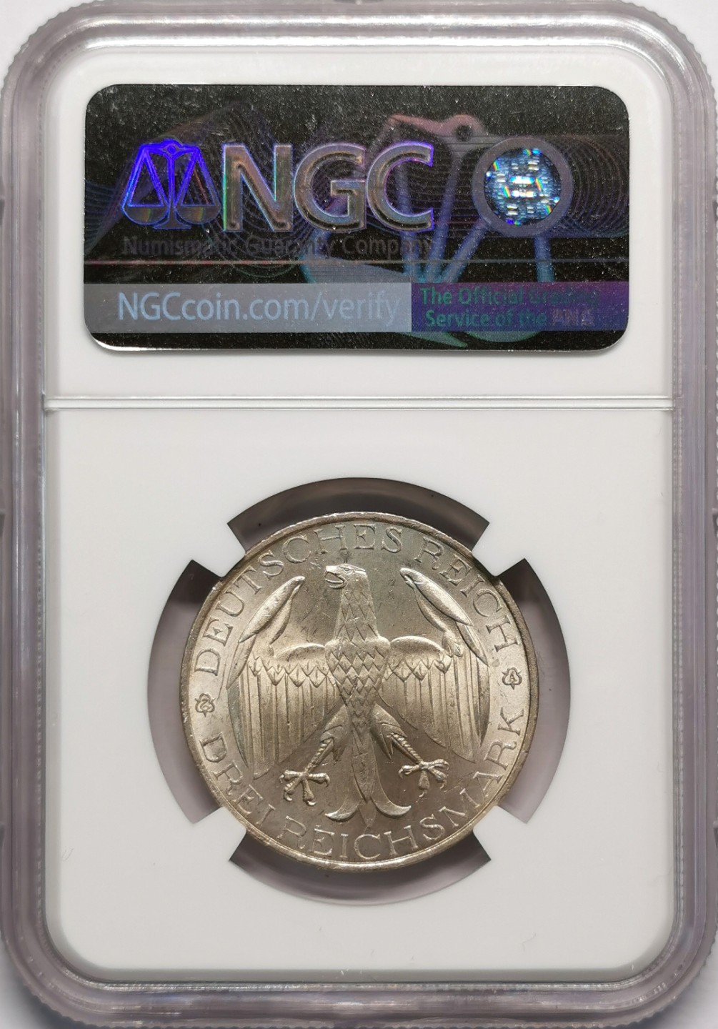 凡希社世界钱币微拍第二百十三期 1929魏玛瓦尔德普鲁士联盟纪念3马克银币NGC-MS64