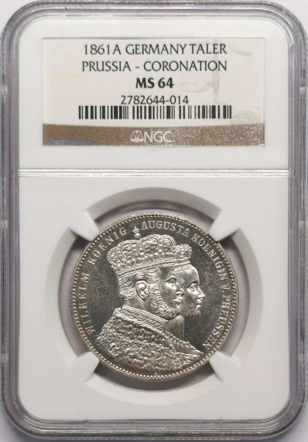凡希社世界钱币微拍第二百十三期 1861普鲁士加冕纪念泰勒NGC-MS64毛衣泰勒