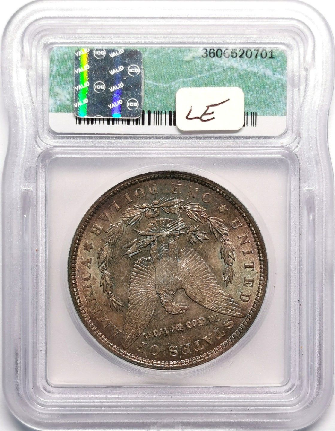 凡希社世界钱币微拍第二百十三期 1889美国摩根壹元ICG-MS64铁锈红彩！