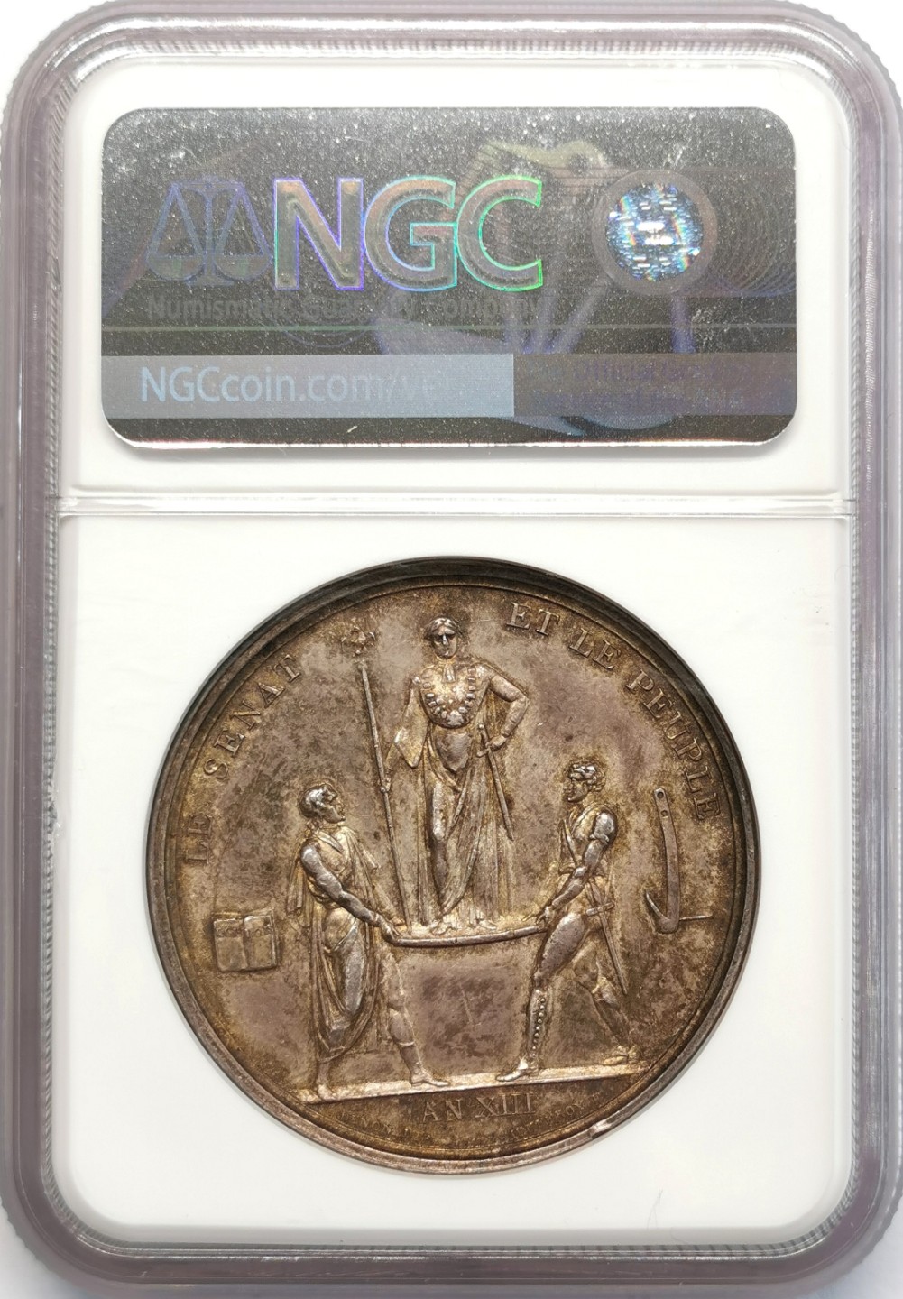 凡希社世界钱币微拍第二百十三期 荐！1804法国拿破仑加冕纪念原铸银章NGC-MS61色调厚重优美！