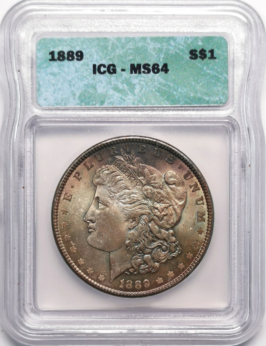 凡希社世界钱币微拍第二百十三期 1889美国摩根壹元ICG-MS64铁锈红彩！