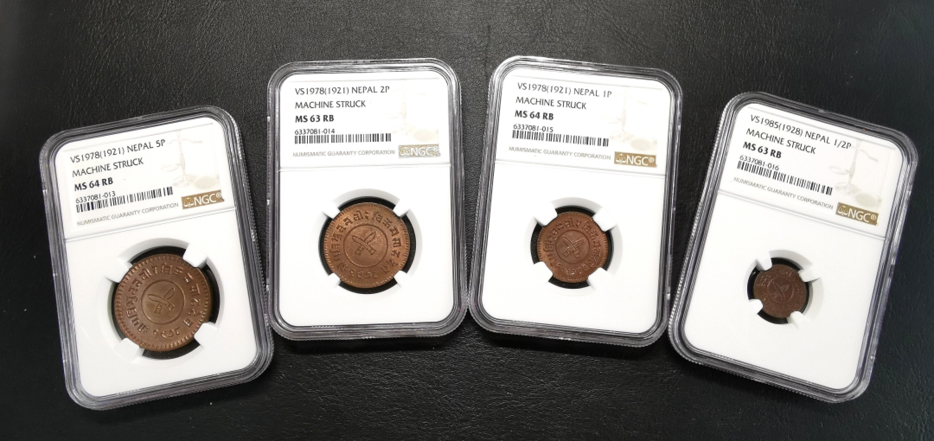 凡希社世界钱币微拍第二百十三期 荐！1928尼泊尔Presentation礼品套装铜币四枚NGC