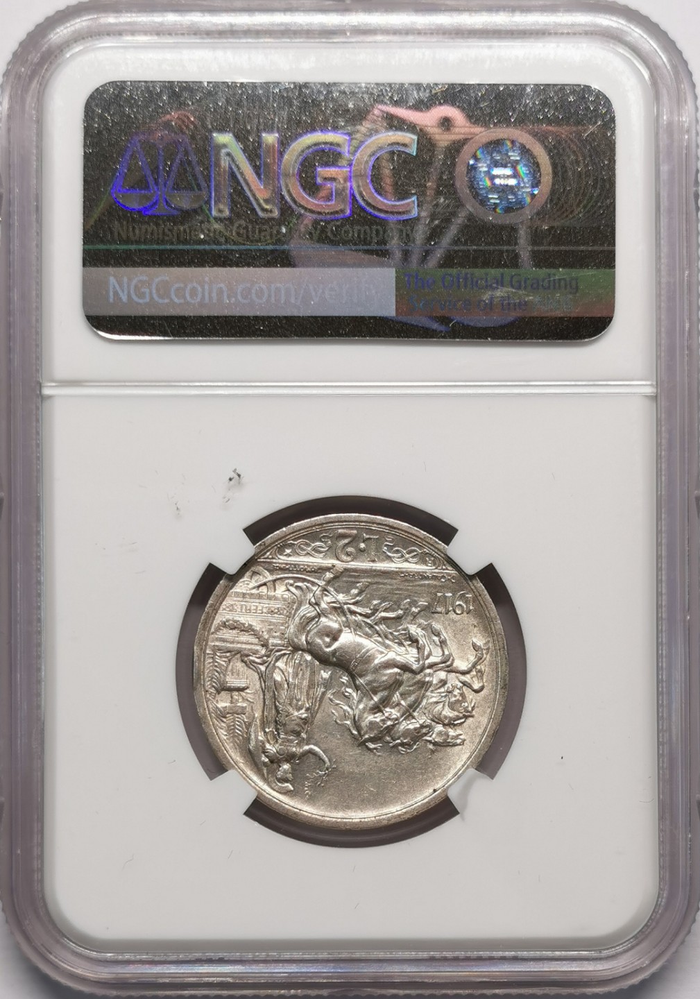 凡希社世界钱币微拍第二百十三期 1917意大利战车2里拉银币NGC-MS61