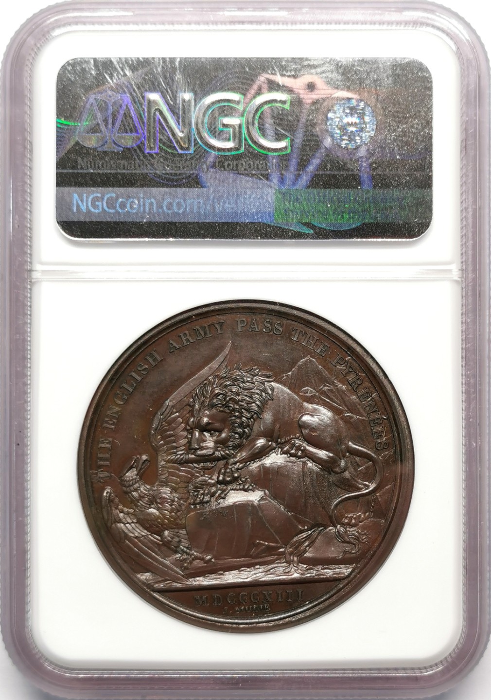 凡希社世界钱币微拍第二百十三期 1813比利牛斯战役纪念铜章NGC-MS63