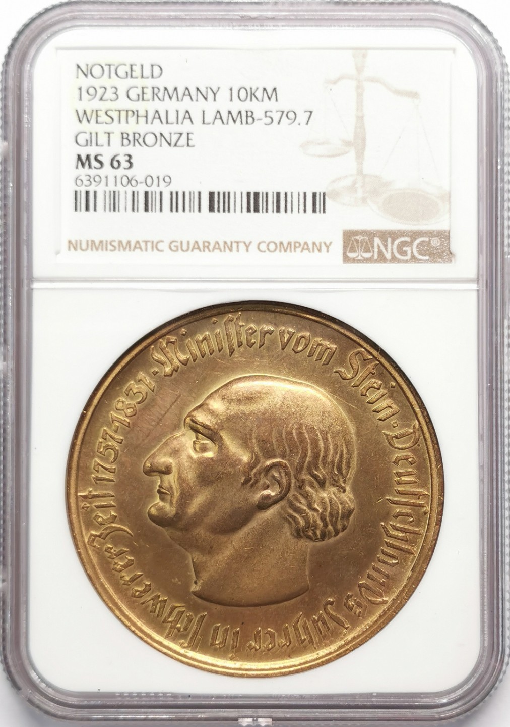 凡希社世界钱币微拍第二百十三期 1923威斯特伐利亚马币10000马克NGC-MS63